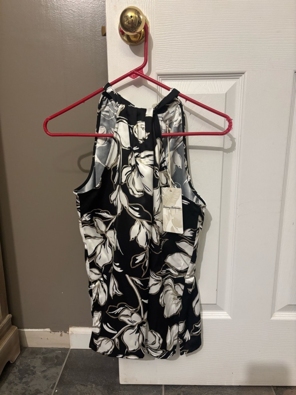 Tommy Bahama Black and White One-Shoulder Floral Dress